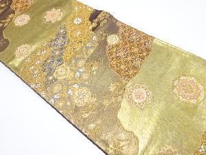 引箔　道長取りに花・古典柄織り出し袋帯